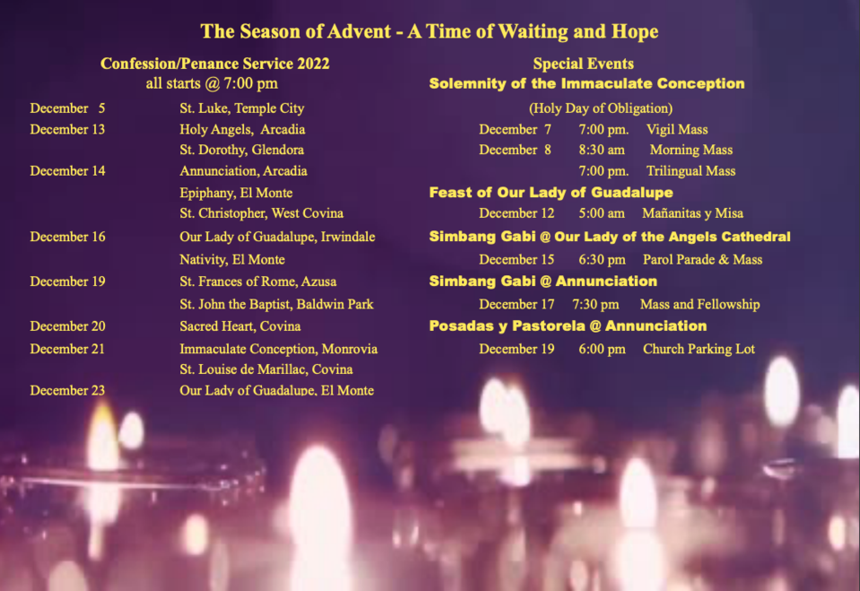 Lent and Holy Week Annunciation Church Arcadia, CA